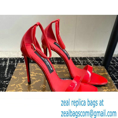 Dolce & Gabbana Heel 10cm Patent Leather Sandals Red 2024